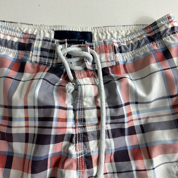 Abercrombie & Fitch Swim Board Cargo Shorts Plaid Mens Size XL Mesh Lined - Picture 6 of 7